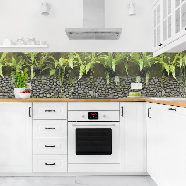 Achterwand voor keuken steenlook Stone Wall With Plants