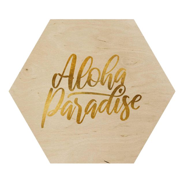 Hexagons houten schilderijen Gold - Aloha Paradise