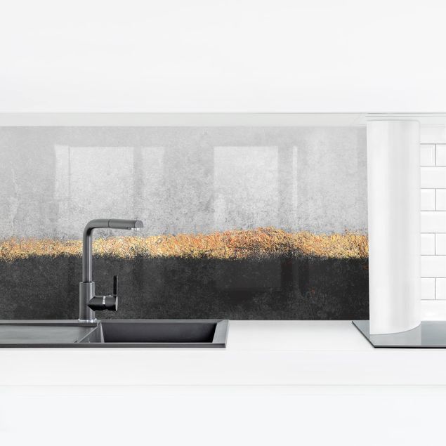 Achterwand in keuken Abstract Golden Horizon Black And White