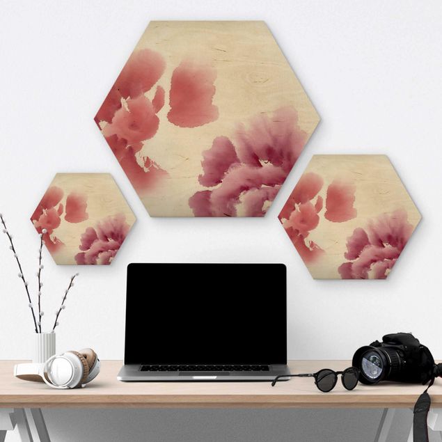 Hexagons houten schilderijen Artistic Flora II