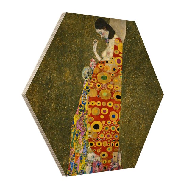Hexagons houten schilderijen Gustav Klimt - Hope II