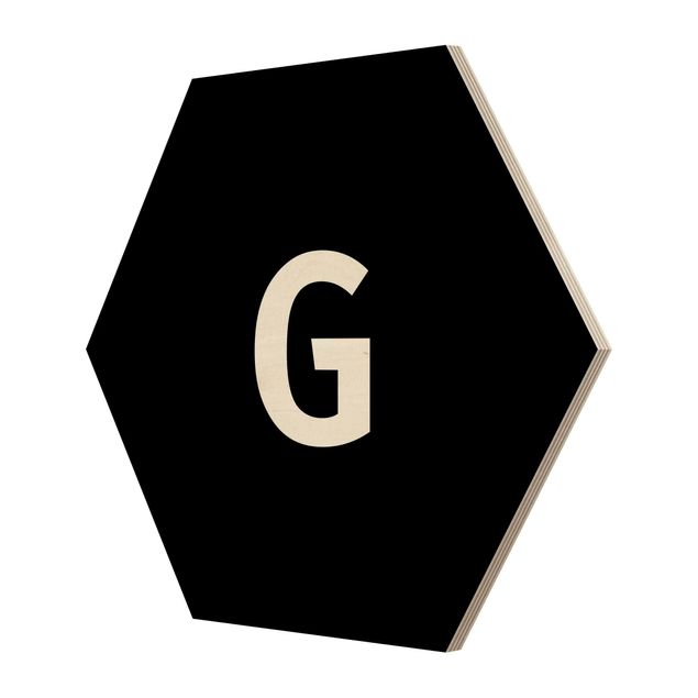 Hexagons houten schilderijen Letter Black G