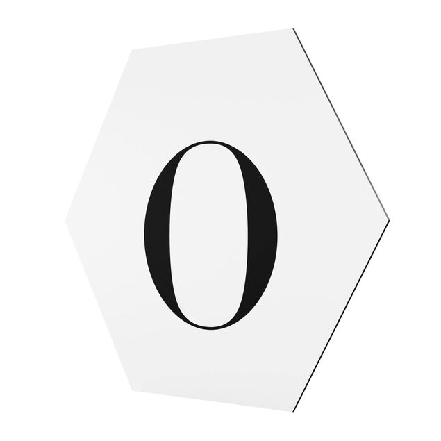 Hexagons Aluminium Dibond schilderijen Letter Serif White O