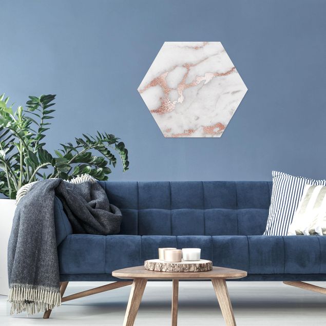 Hexagons Forex schilderijen Marble Optics With Glitter