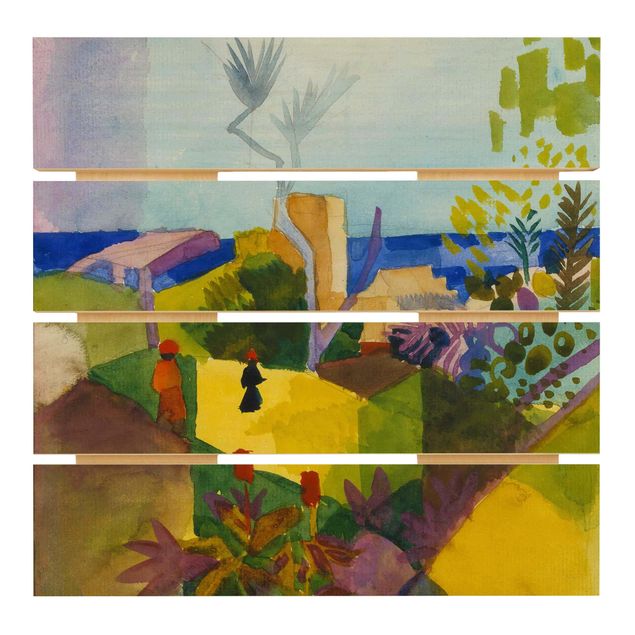 Houten schilderijen op plank August Macke - Landscape By The Sea