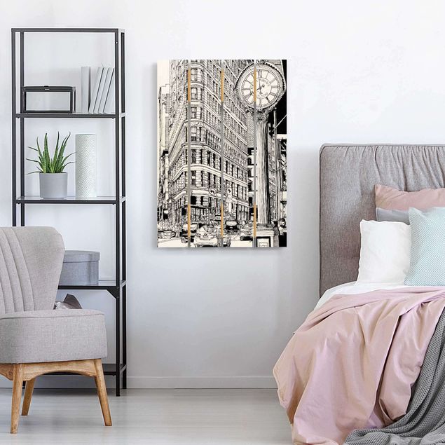 Houten schilderijen op plank City Study - Flatiron Building