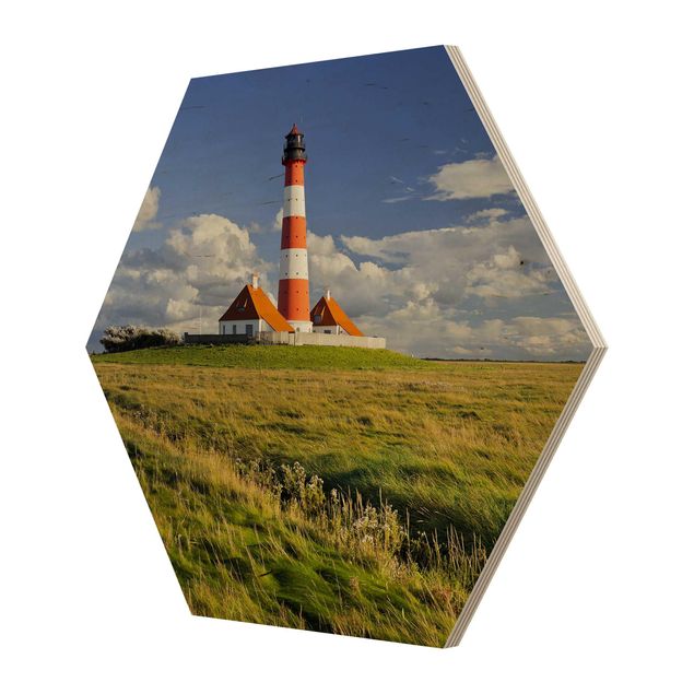 Hexagons houten schilderijen Lighthouse In Schleswig-Holstein