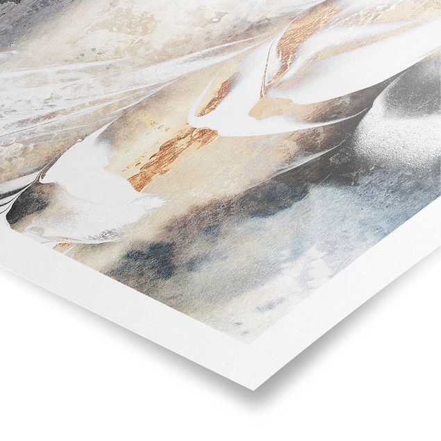 Posters Golden Abstract Winter Painting