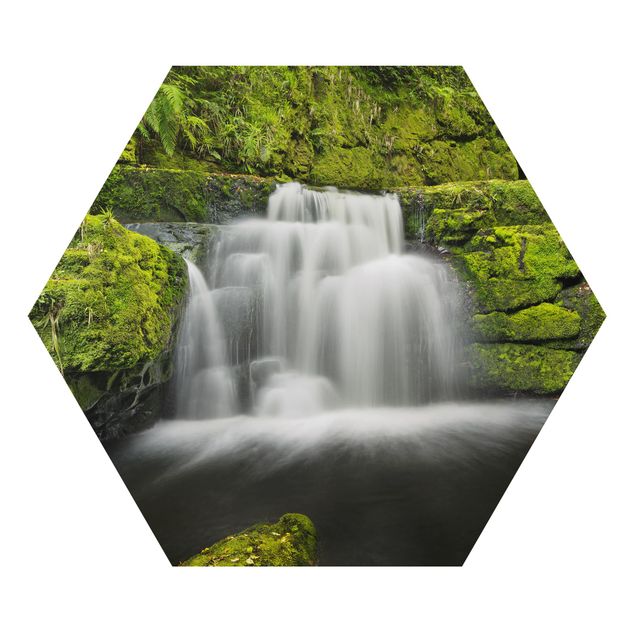 Hexagons Aluminium Dibond schilderijen Lower Mclean Falls In New Zealand