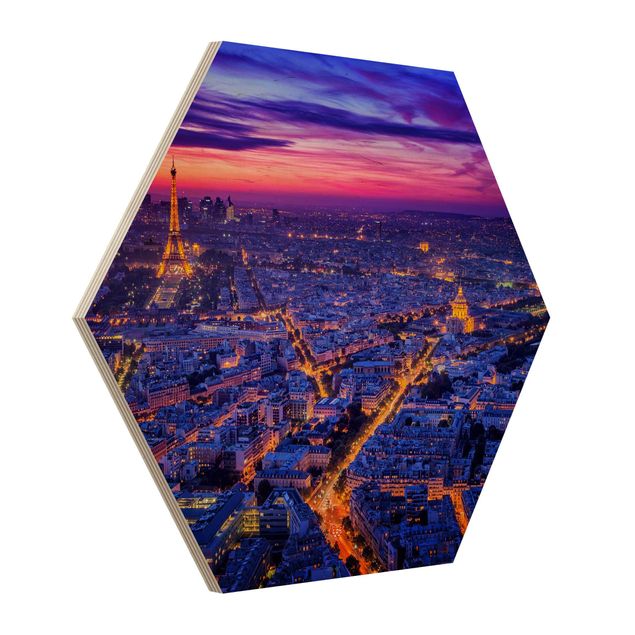 Hexagons houten schilderijen Paris At Night