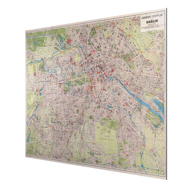 Aluminium Dibond schilderijen Vintage Map Berlin