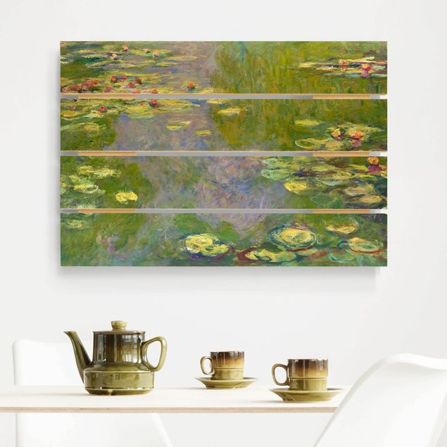 Houten schilderijen op plank Claude Monet - Green Waterlilies