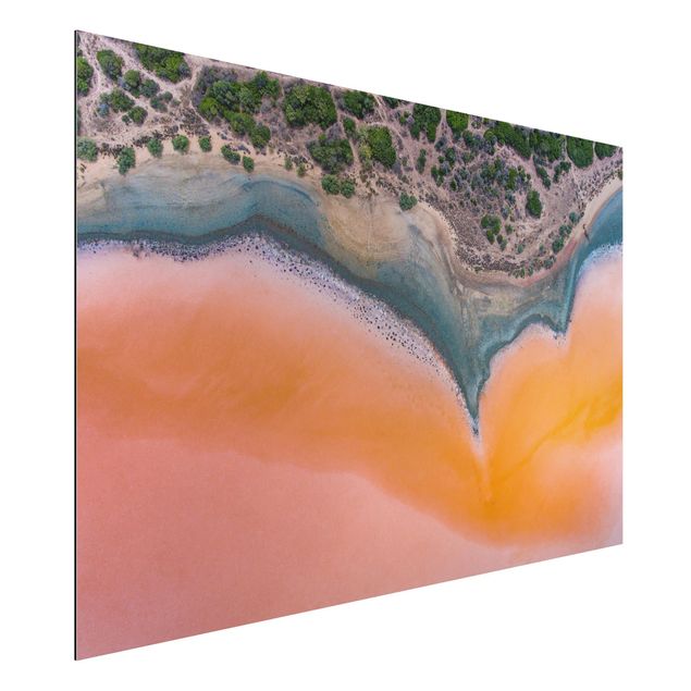 Aluminium Dibond schilderijen Orange Lake Shore On Sardinia