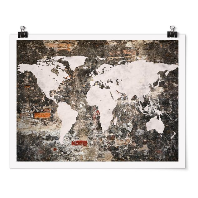 Posters Old Wall World Map