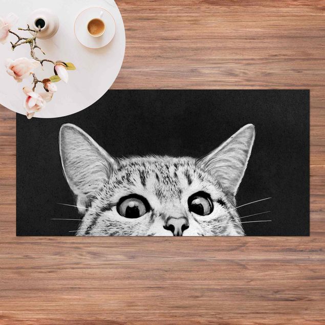 loper vloerkleed Illustration Cat Black And White Drawing