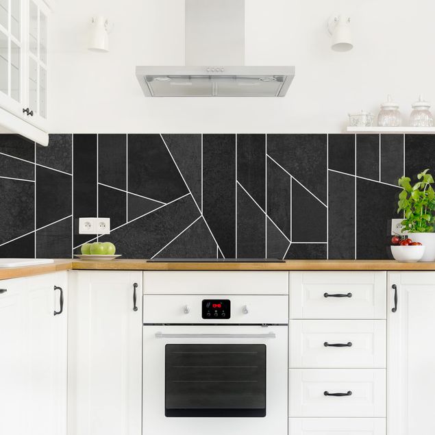 Achterwand in keuken Black And White Geometric Watercolour