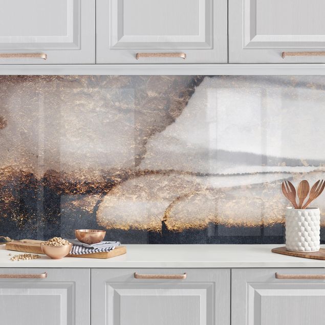 Achterwand voor keuken patroon Golden Marble Painted