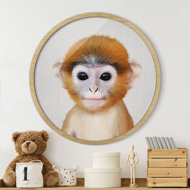 Gerahmte Bilder Rund Baby Monkey Anton