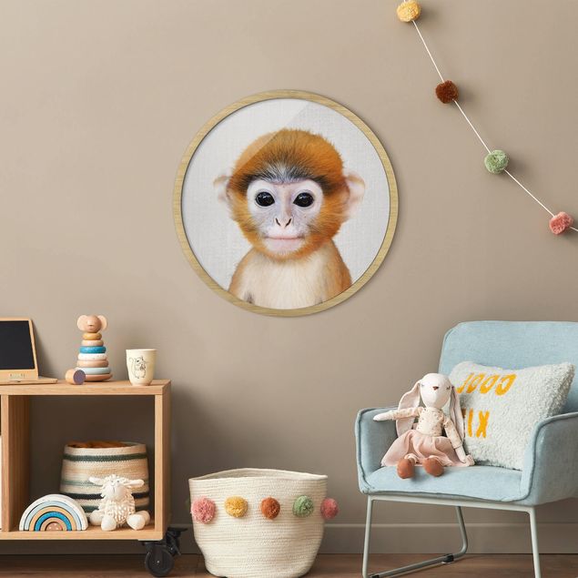 Rond schilderijen Baby Monkey Anton