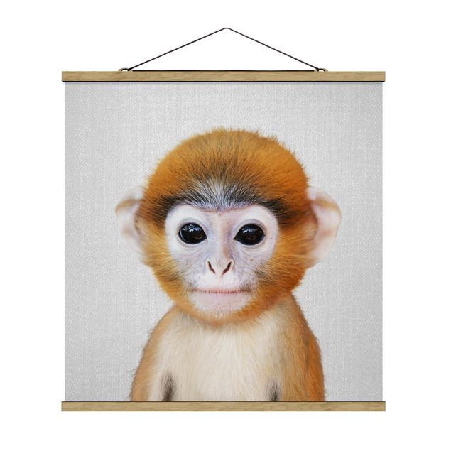 Stoffen schilderij met posterlijst - Baby Monkey Anton