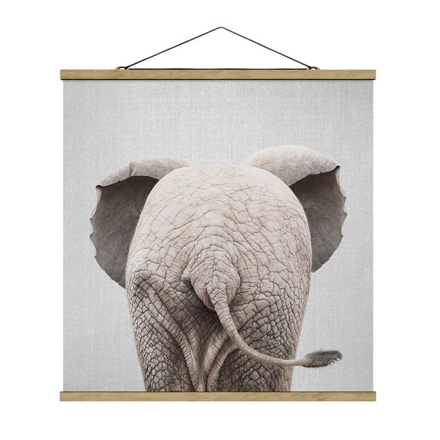 Stoffen schilderij met posterlijst - Baby Elephant From Behind