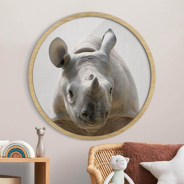 Gerahmte Bilder Rund Baby Rhinoceros Nina