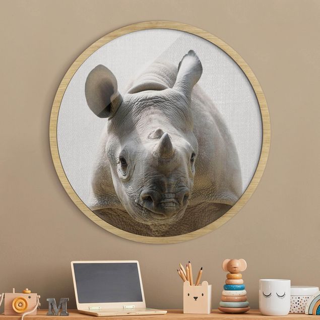 Rond schilderijen Baby Rhinoceros Nina