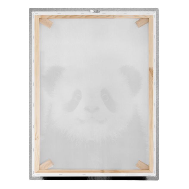 Leinwandbild - Baby Panda Prian Schwarz Weiß - Hochformat 3:4