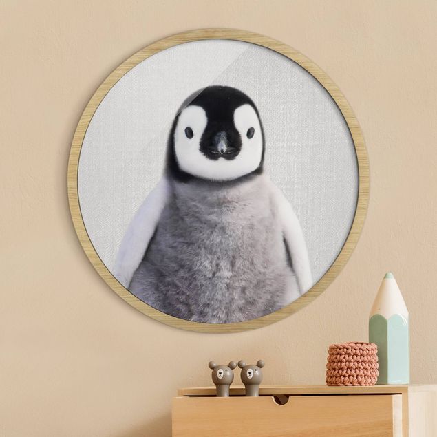 Rond schilderijen Baby Penguin Pepe