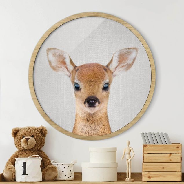Gerahmte Bilder Rund Baby Roe Deer Romy