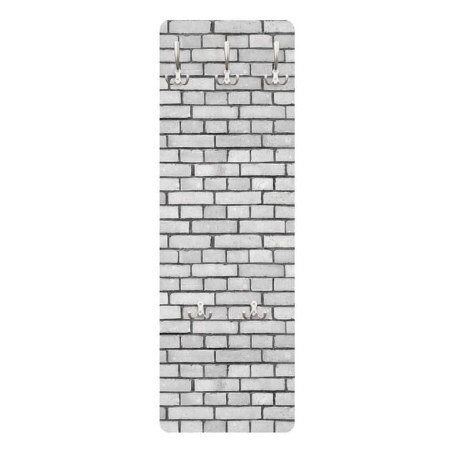 Wandkapstokken houten paneel Brick Wall White