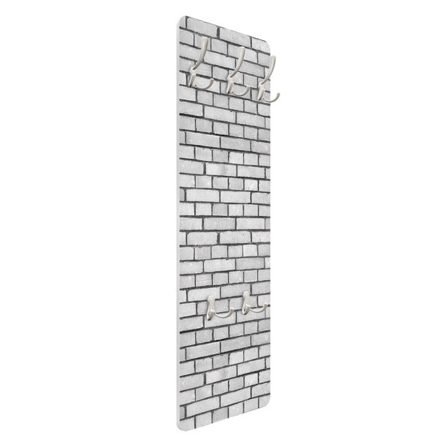 Wandkapstokken houten paneel Brick Wall White