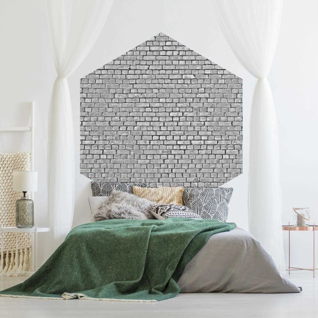 Hexagon Behang Brick Wallpaper Black And White