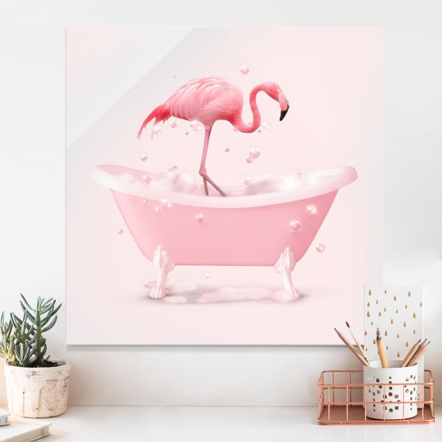 Glas Magnetboard Bath Tub Flamingo