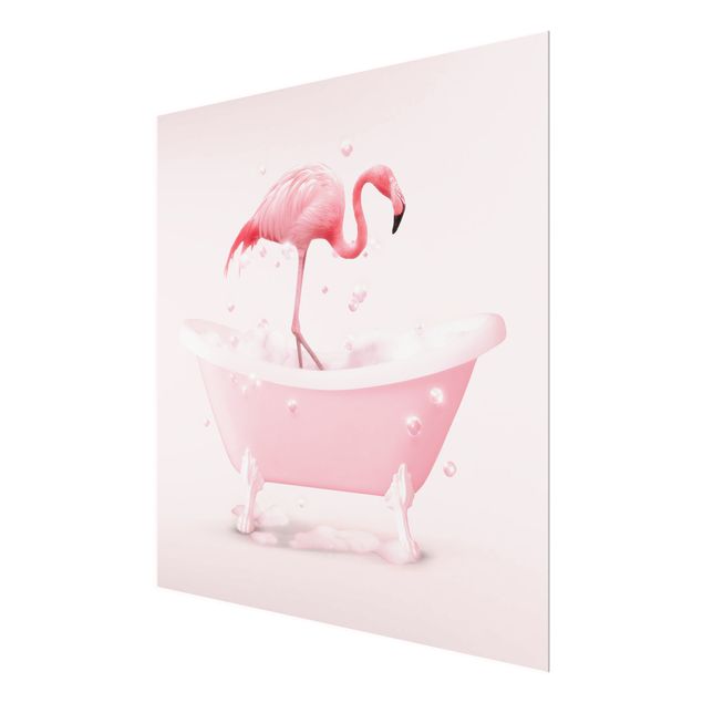 Glasschilderijen Bath Tub Flamingo