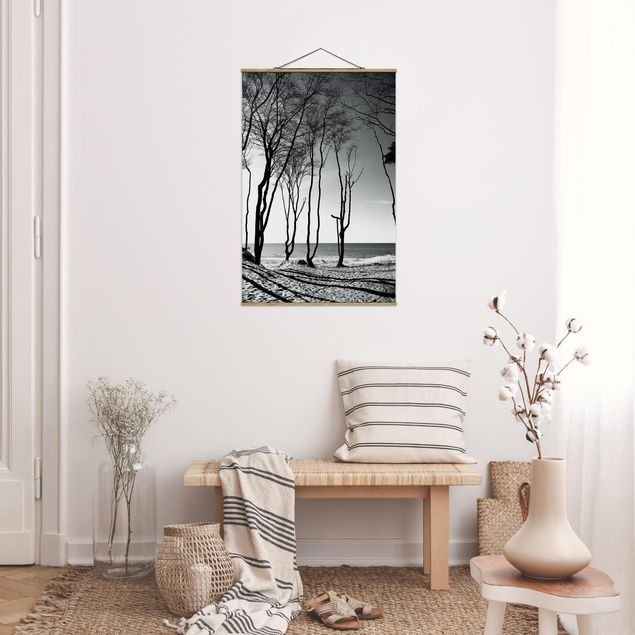 Stoffen schilderij met posterlijst Trees At the Baltic Sea