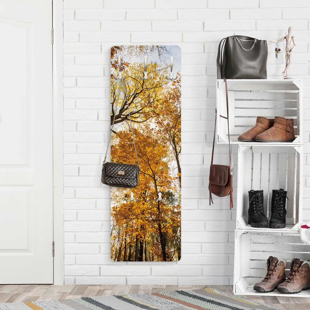 Wandkapstokken houten paneel - Trees in autumnal colouring