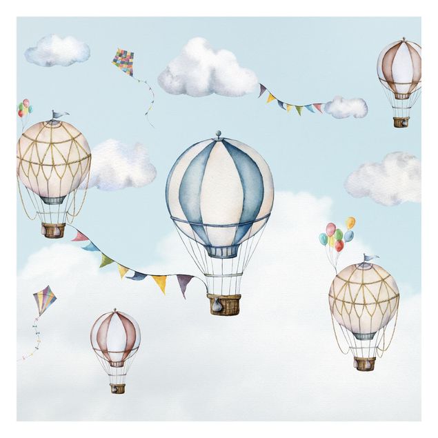 Fotobehang - Balloon party among the clouds