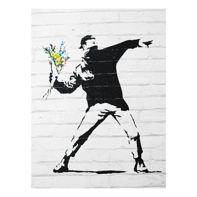 Glasschilderijen - Flower Thrower - Brandalised ft. Graffiti by Banksy