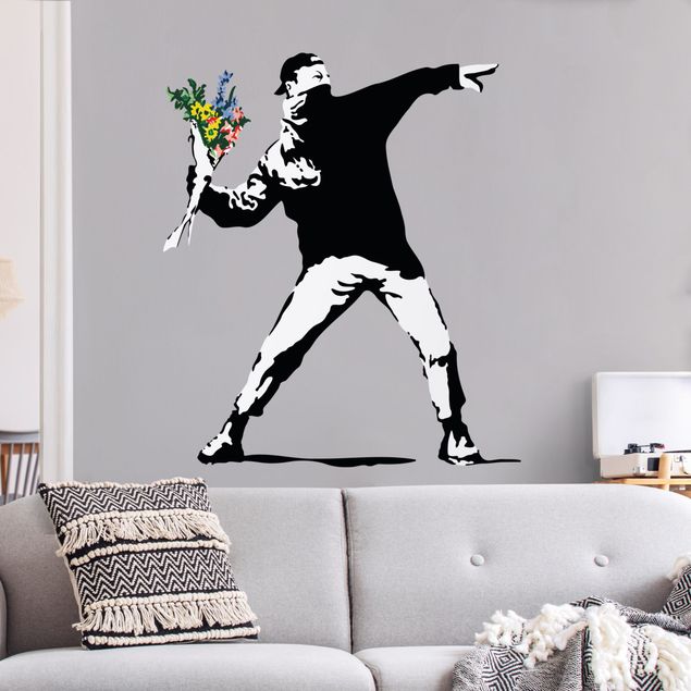 Muurstickers Flower Thrower - Brandalised ft. Graffiti by Banksy