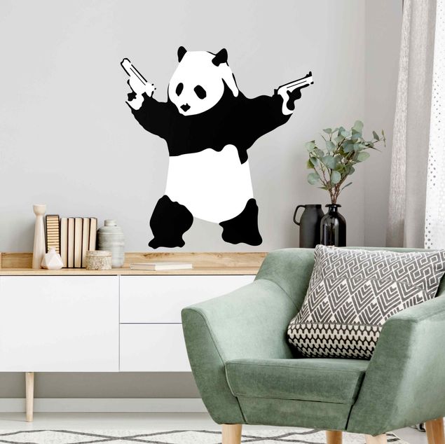Muurstickers - Panda With Guns - Brandalised ft. Graffiti by Banksy