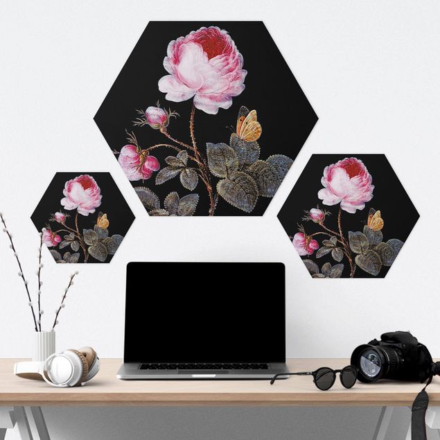 Hexagons Forex schilderijen - Barbara Regina Dietzsch - The Hundred-Petalled Rose