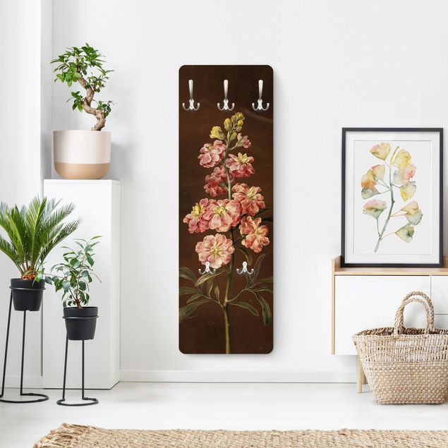 Wandkapstokken houten paneel Barbara Regina Dietzsch - A Light Pink Gillyflower