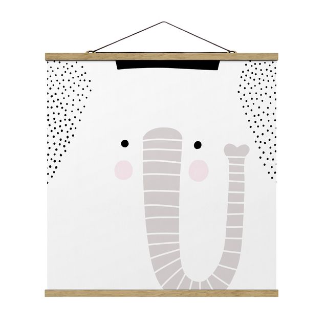 Stoffen schilderij met posterlijst Zoo With Patterns - Elephant