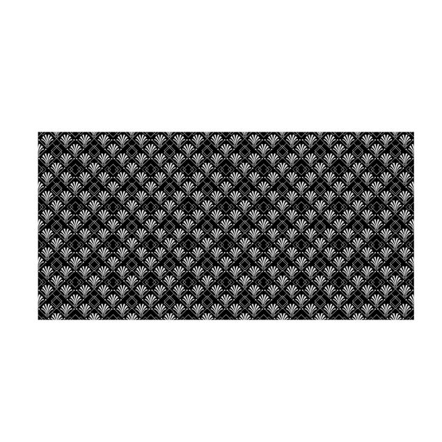 tapijt zwart wit Glitter Look With Art Deko Pattern On Black