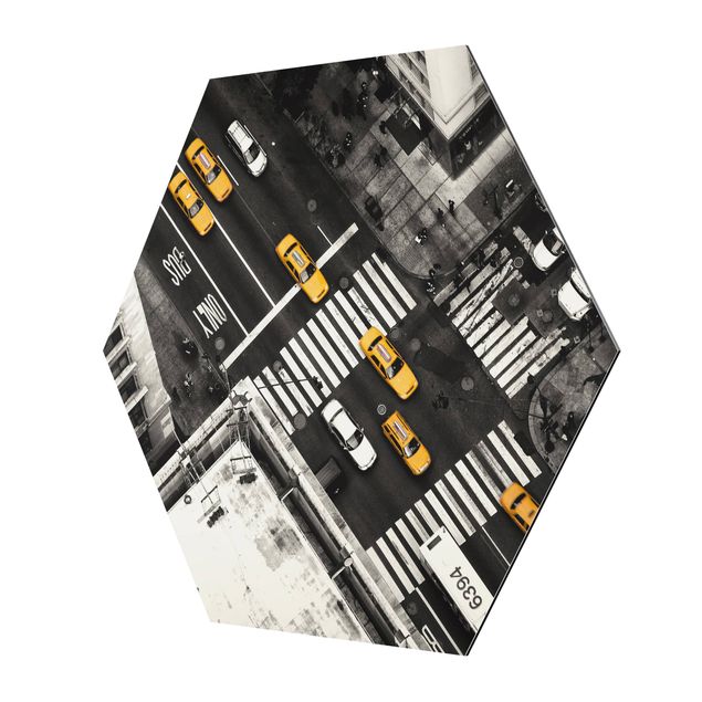 Hexagons Aluminium Dibond schilderijen New York City Cabs
