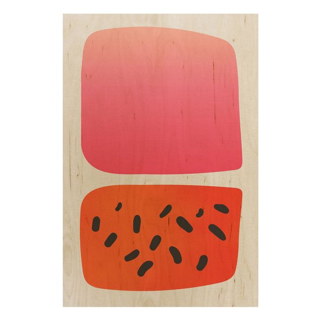 Houten schilderijen Abstract Shapes - Melon And Pink
