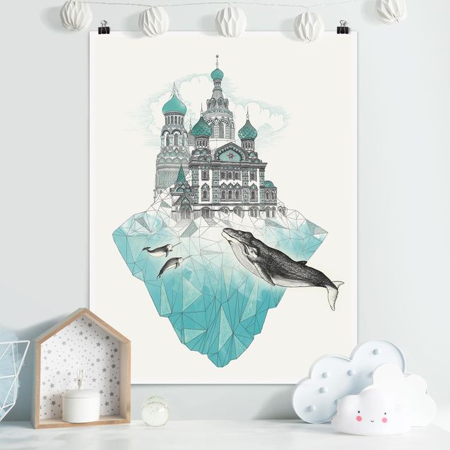 Posters Illustration Church With Domes And Wal
