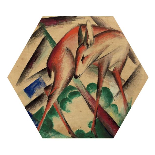 Hexagons houten schilderijen Franz Marc - Deer