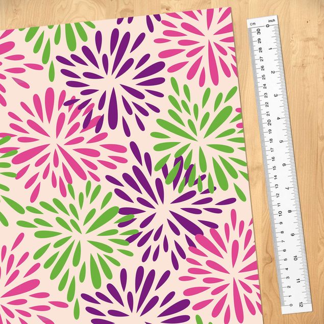 Plakfolien Modern Floral Pattern With Abstract Flowers